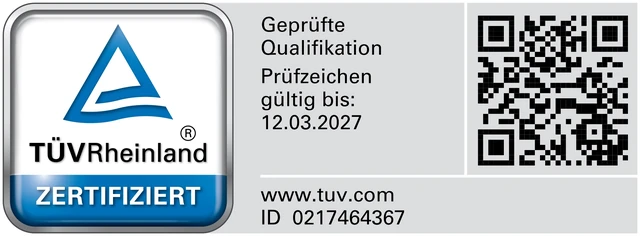 TÜV Rheinland zertifiziert